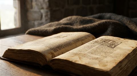 Open Bible with parchment pages