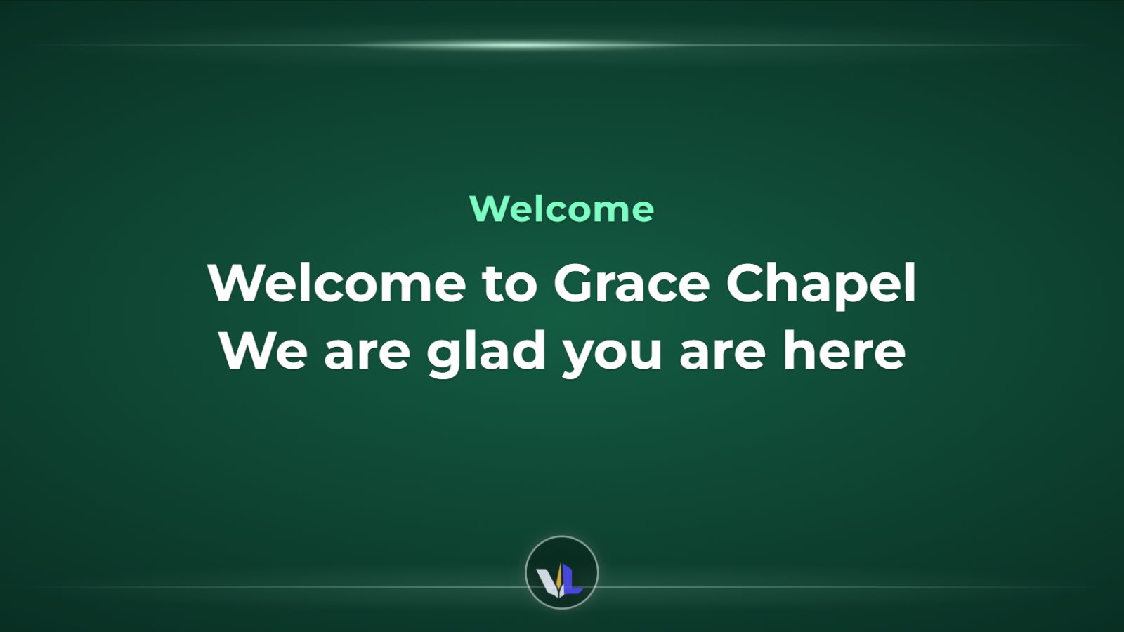 A welcome slide in the Emerald Praise style