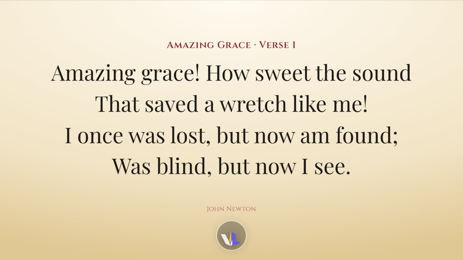 Amazing Grace in the Hymnal style